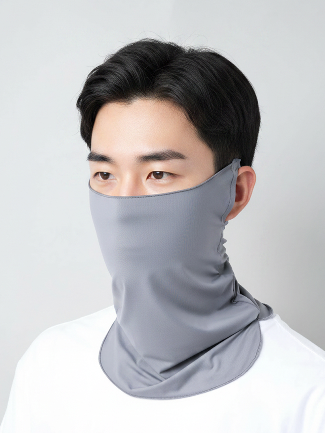 [Blocks up to 99% of UV] Cold-sensitive earring-type long scarf dark gray
