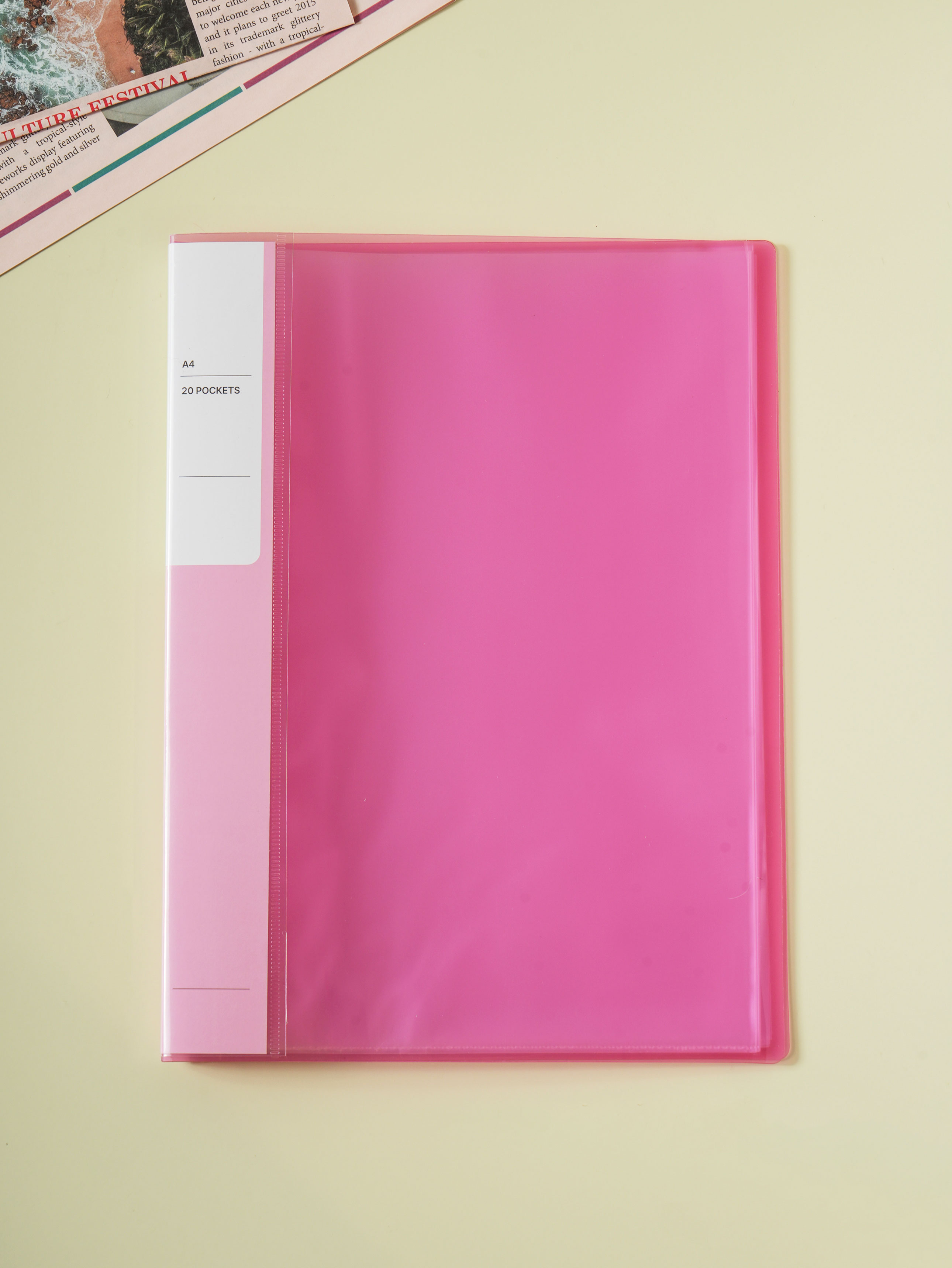 Adhesive Clear File 20 Sheets Pink