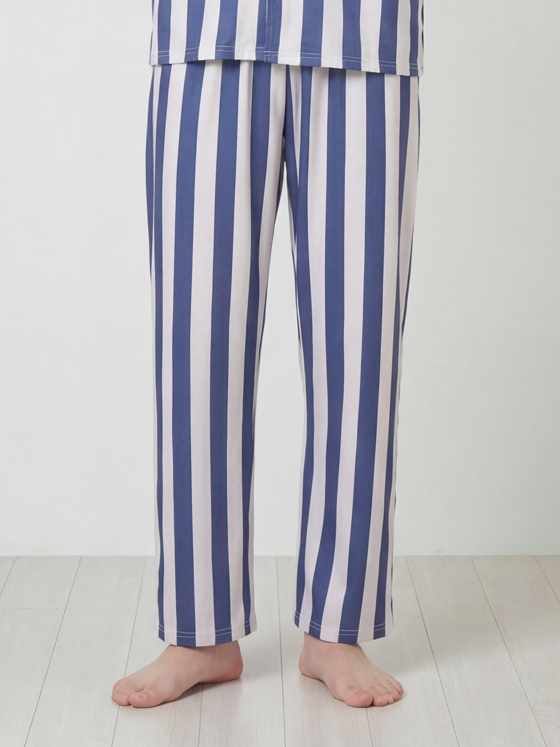 [Common] Pattern Long Pants Pajamas XL Navy Stripe