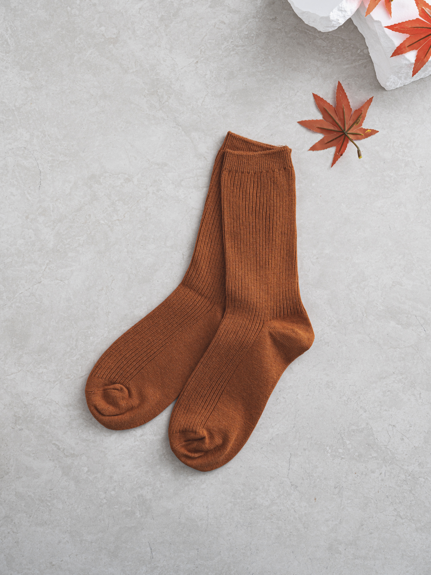 Monfoot Women's Ribbed Long Socks Deep Orange
