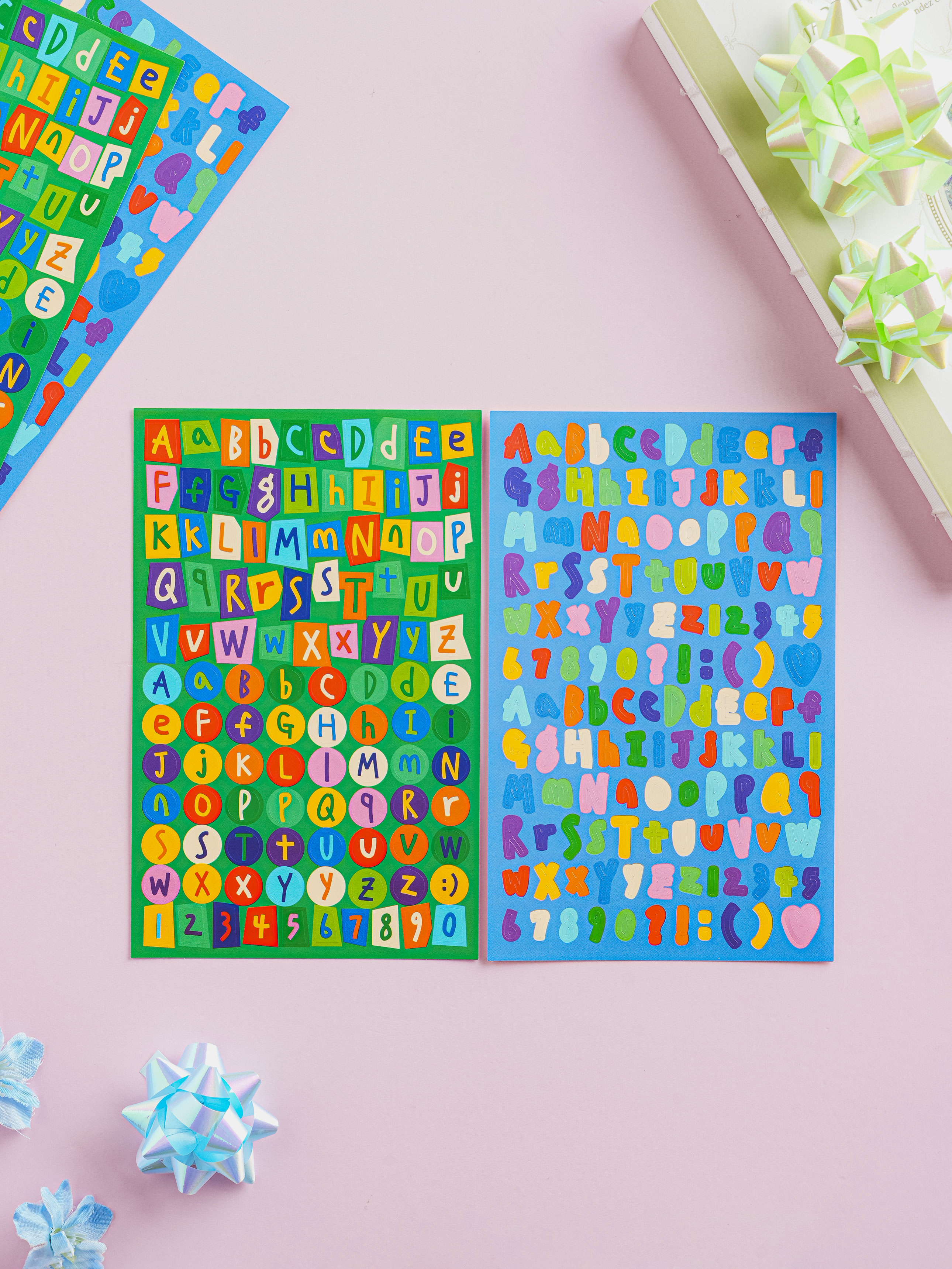 4 colorful alphabet stickers