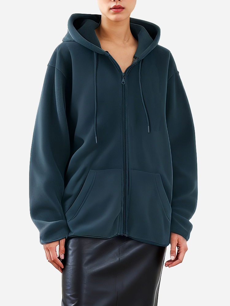 [Common] Fleece hood zip-up L/XL navy
