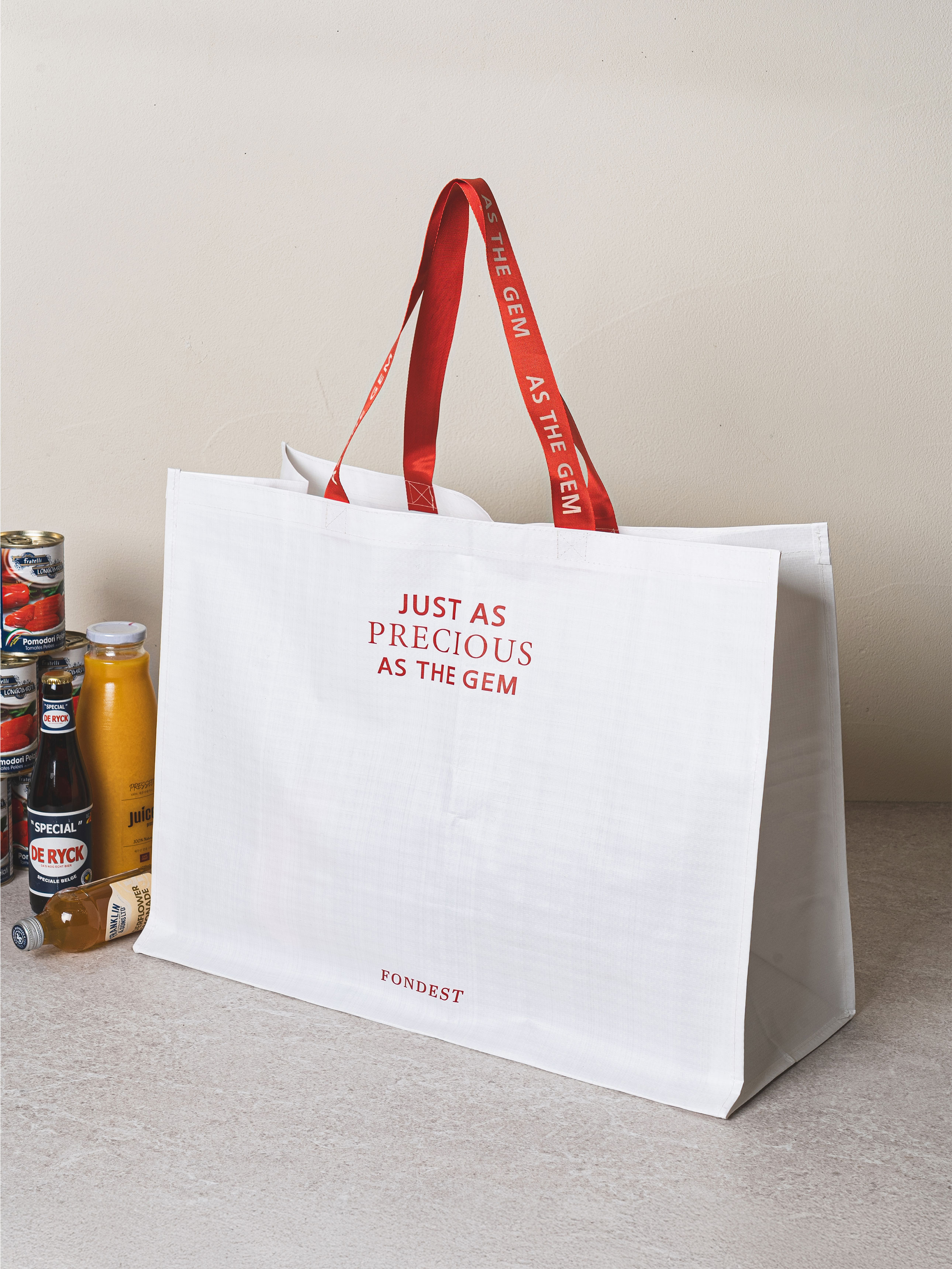 Handle design lettering tarpaulin bag