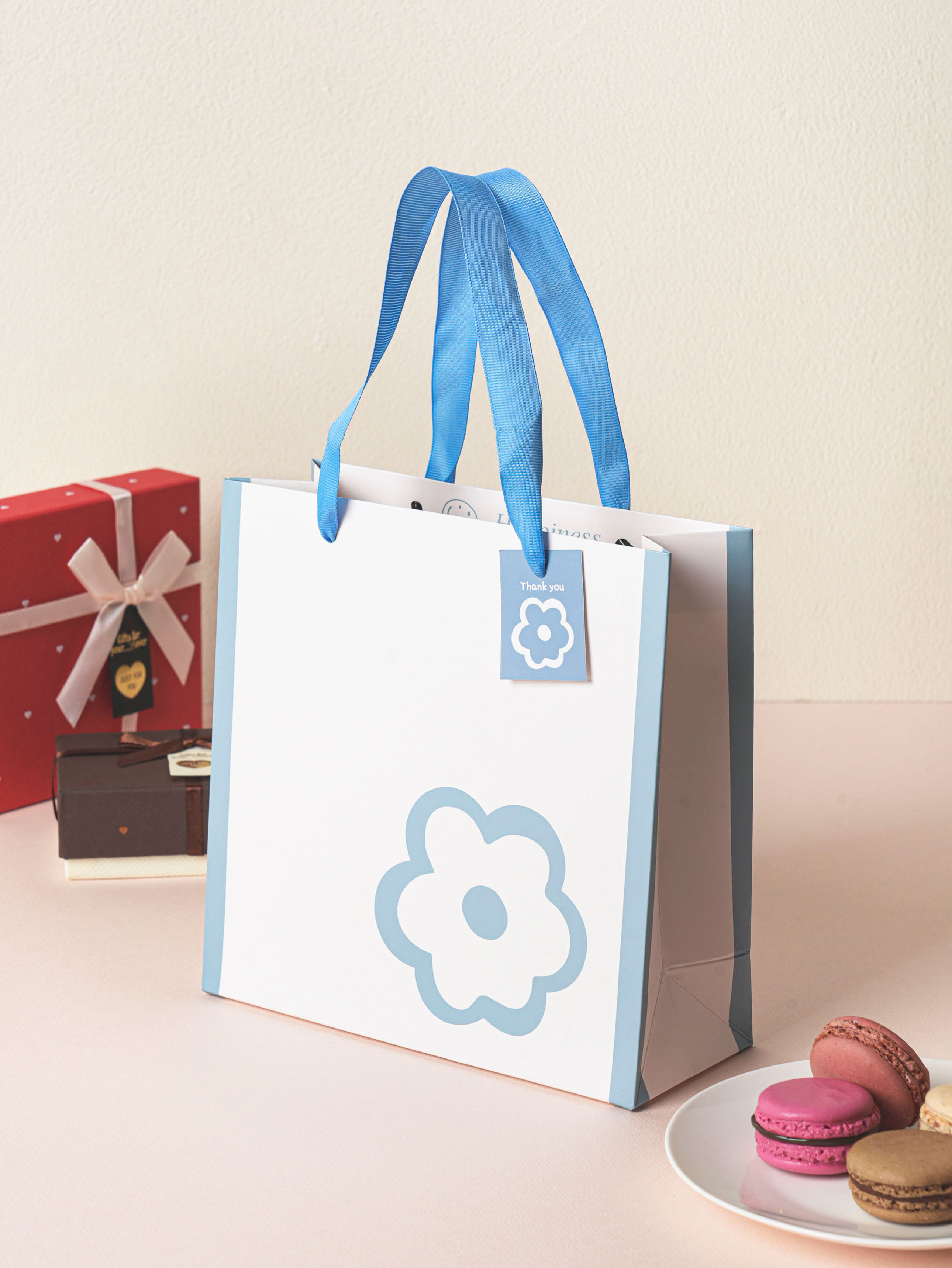 Simple Print Shopping Bag M Blue