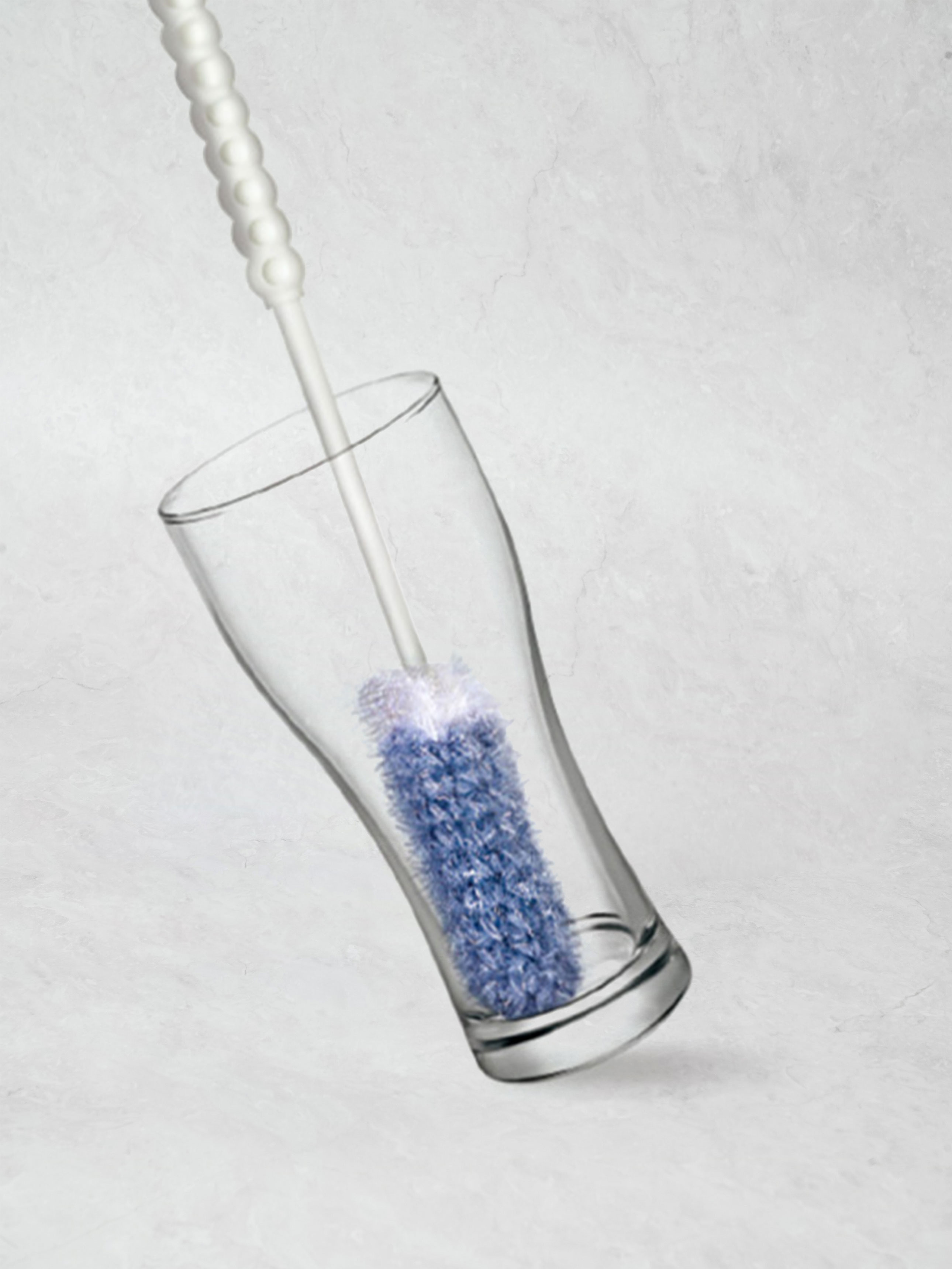 Hand-knitted head bottle brush