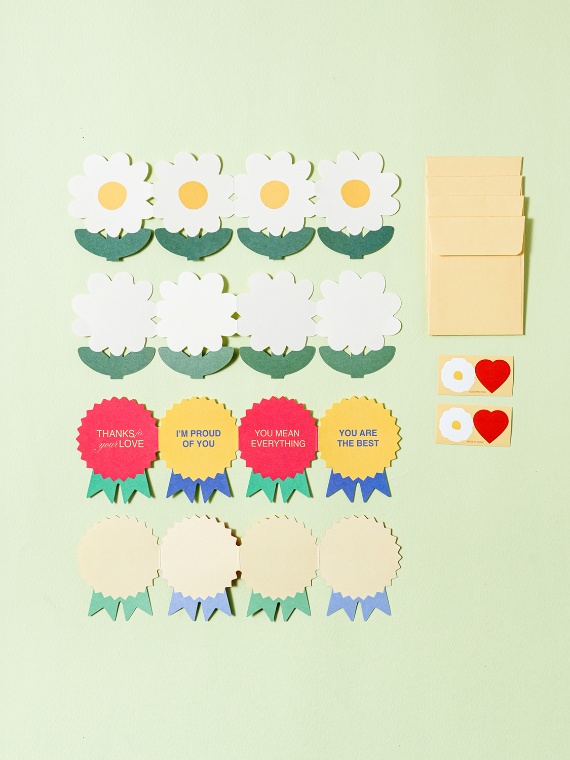 Set of 4 folded thank you cards