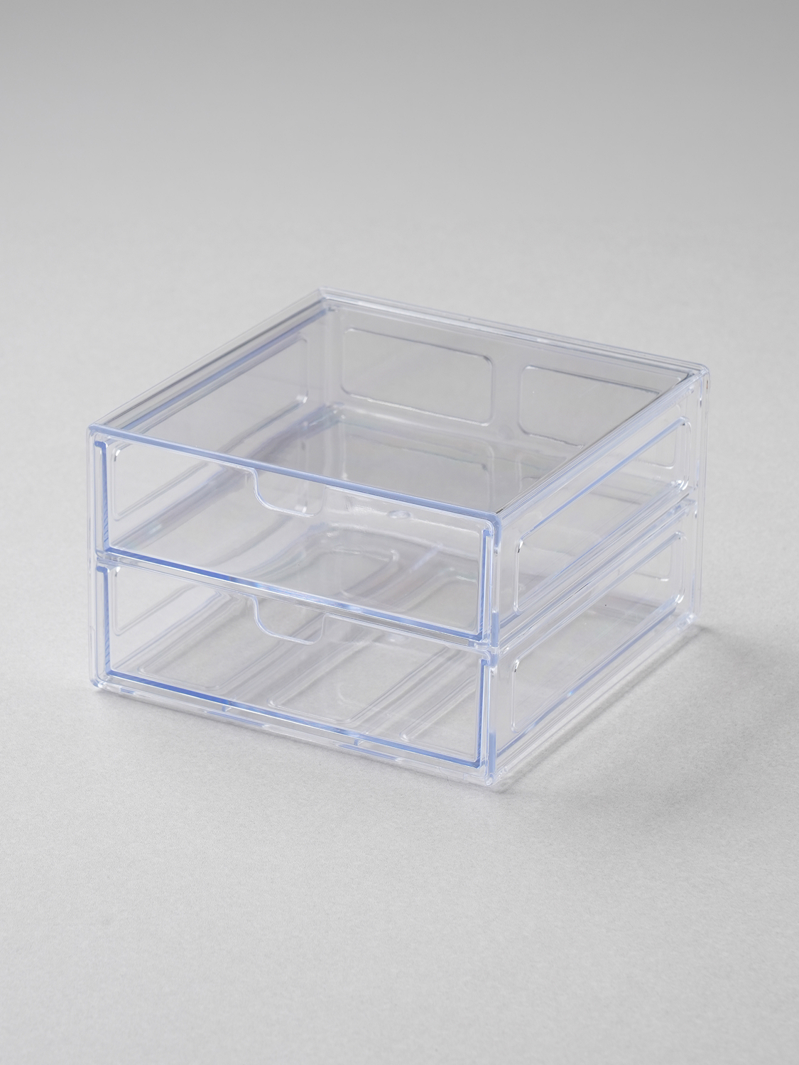 Clear 2-tier drawer storage case