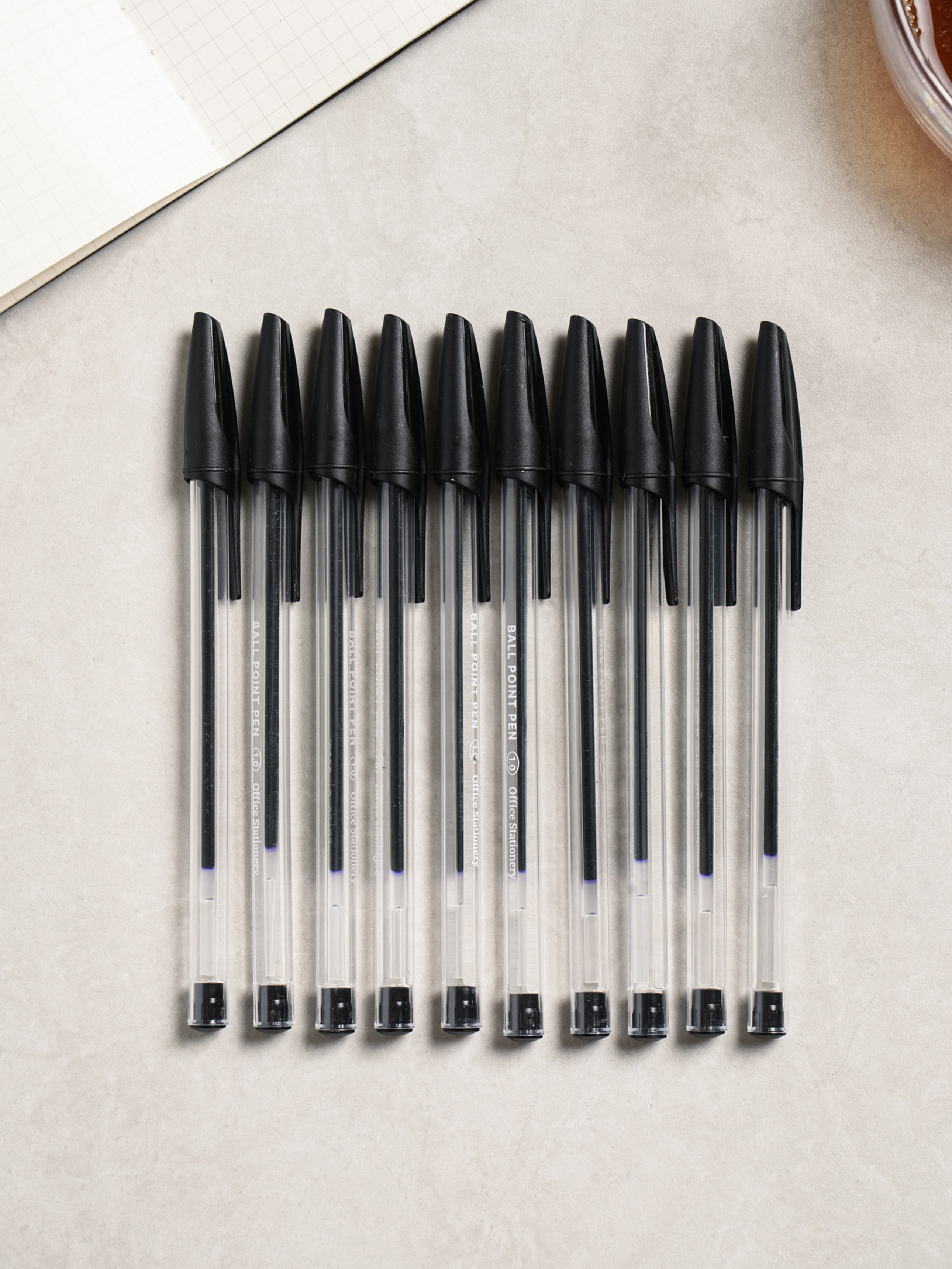 Office low-viscosity transparent cap ballpoint pen (12 packs)