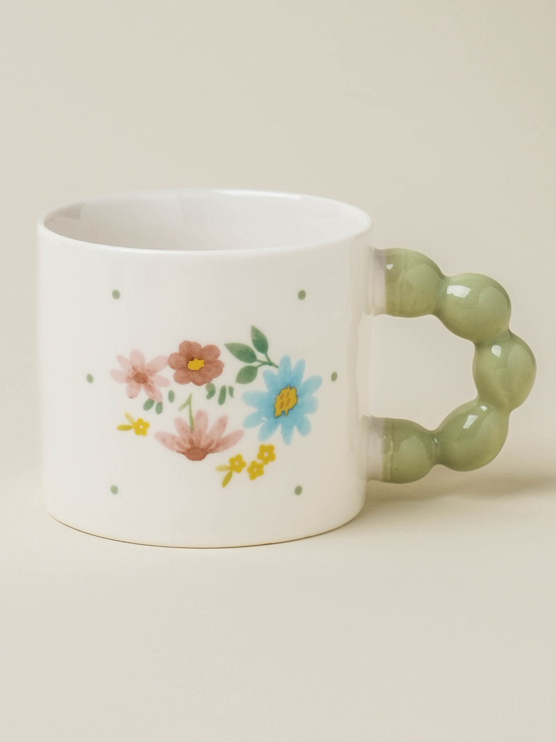 Spring Flower Bead Handle Mug 360 ml