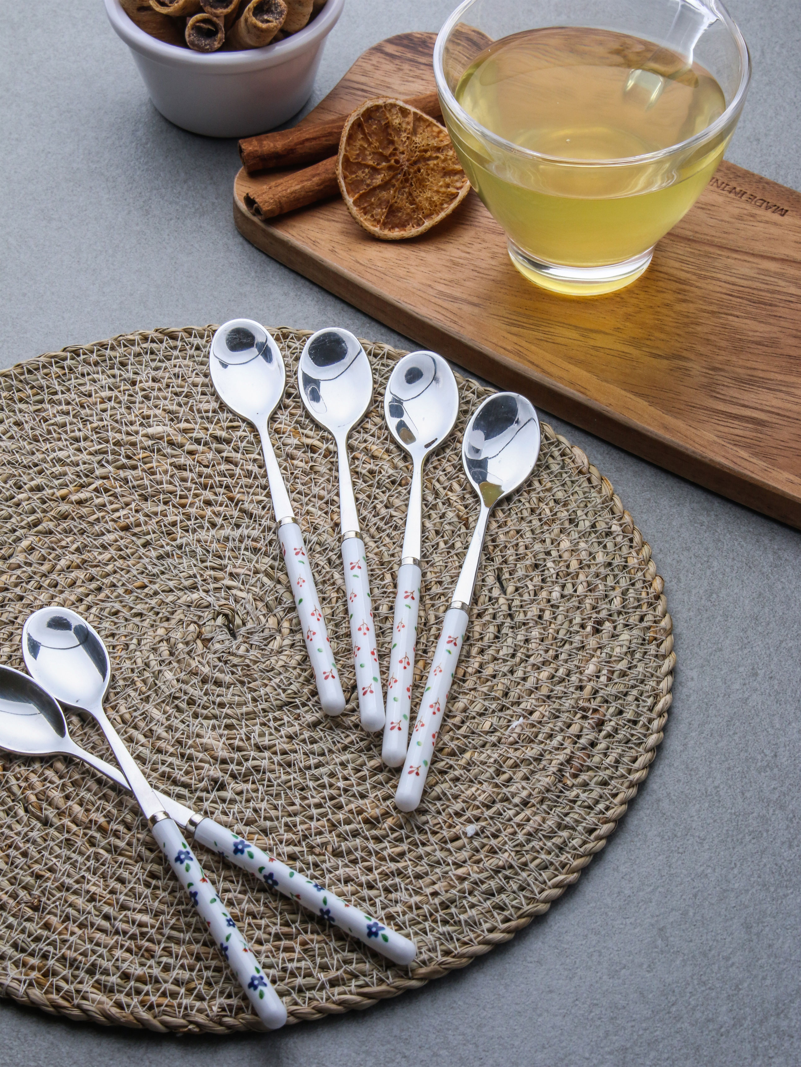 Garden Flower Stainless Steel Teaspoon Pack of 4
