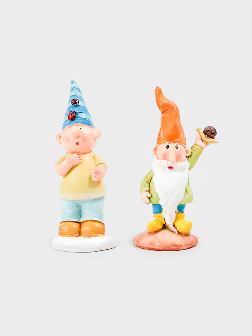 Bearded grandfather and boy polyresin decoration