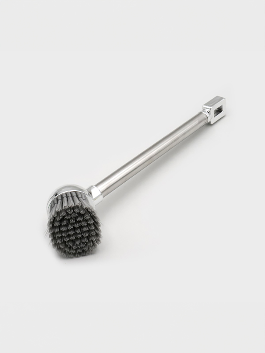 Chrome plated round cleaning brush gray