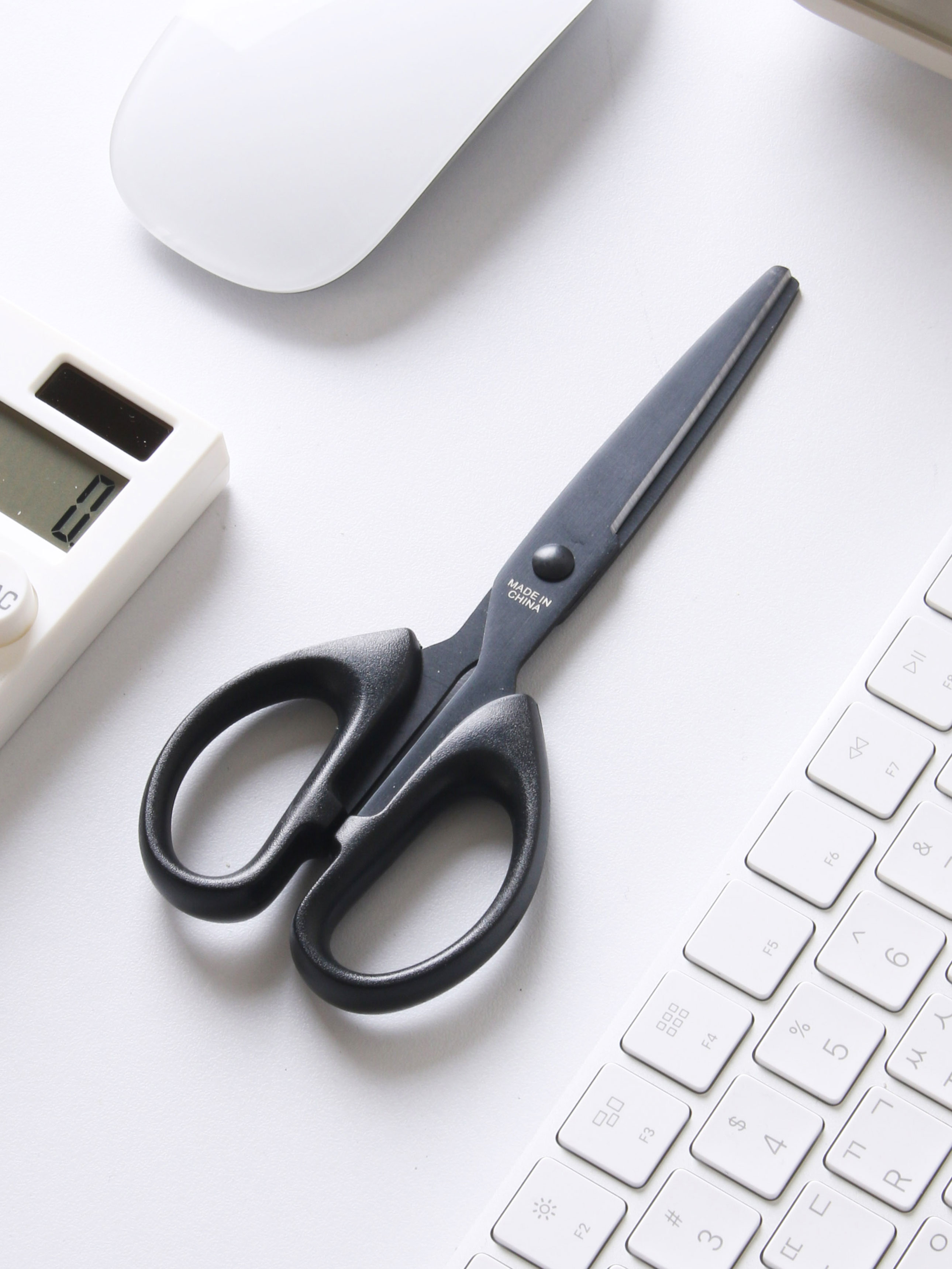 Office black coated scissors 6 cm