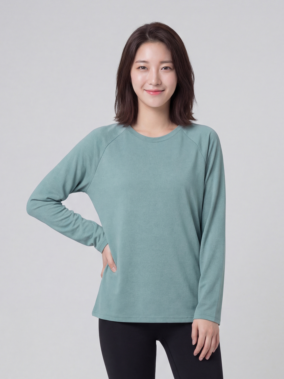 [Common]Sorona Raglan Long Sleeve Tee L Green