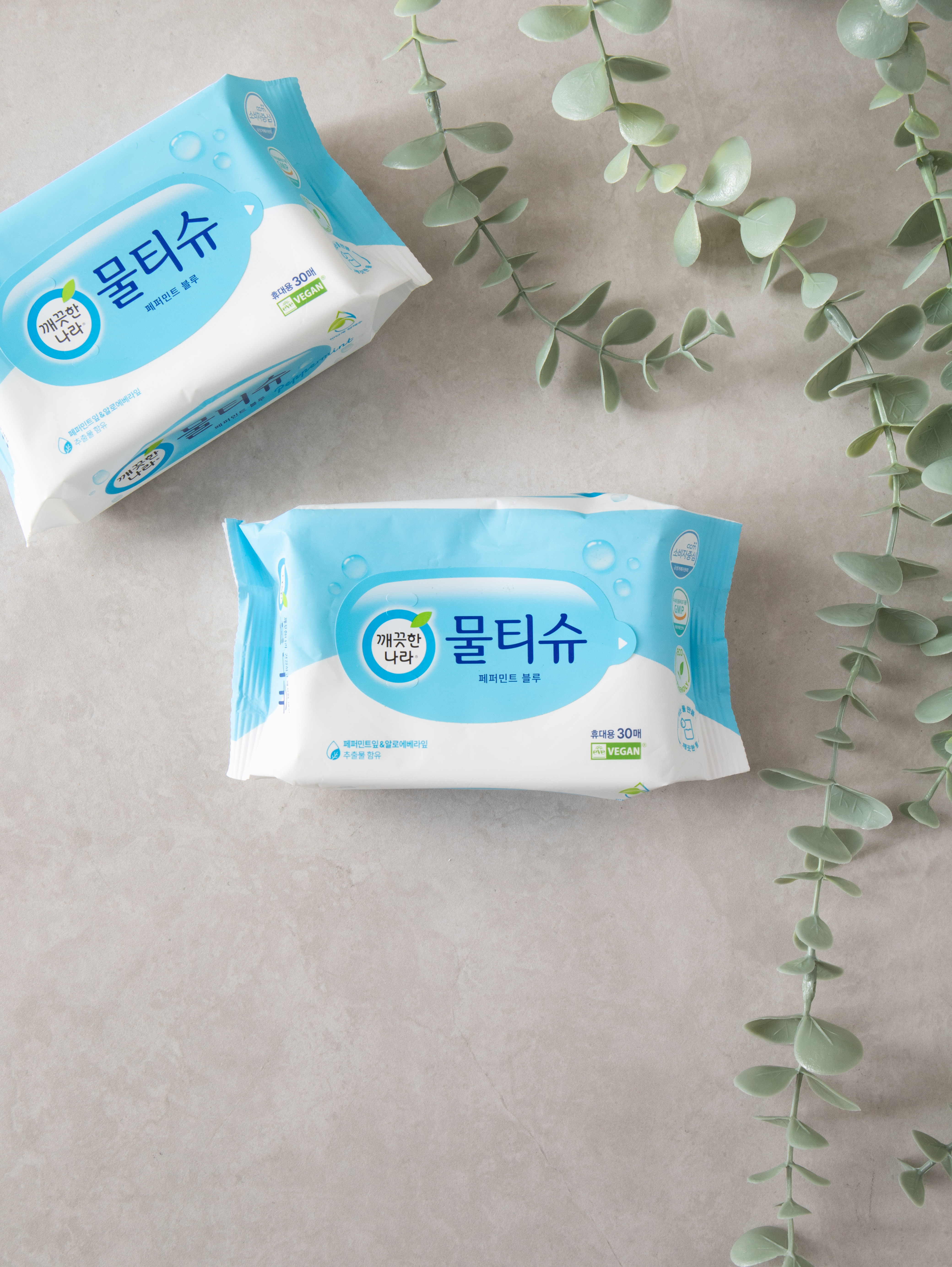 Clean Nara Wet Tissues Peppermint Blue 30 sheets