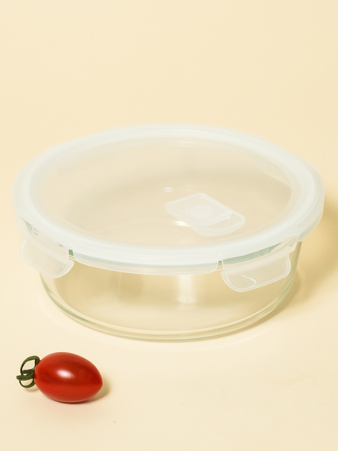 Steam Hole Round Heat Resistant Glass Cupboard 1 L