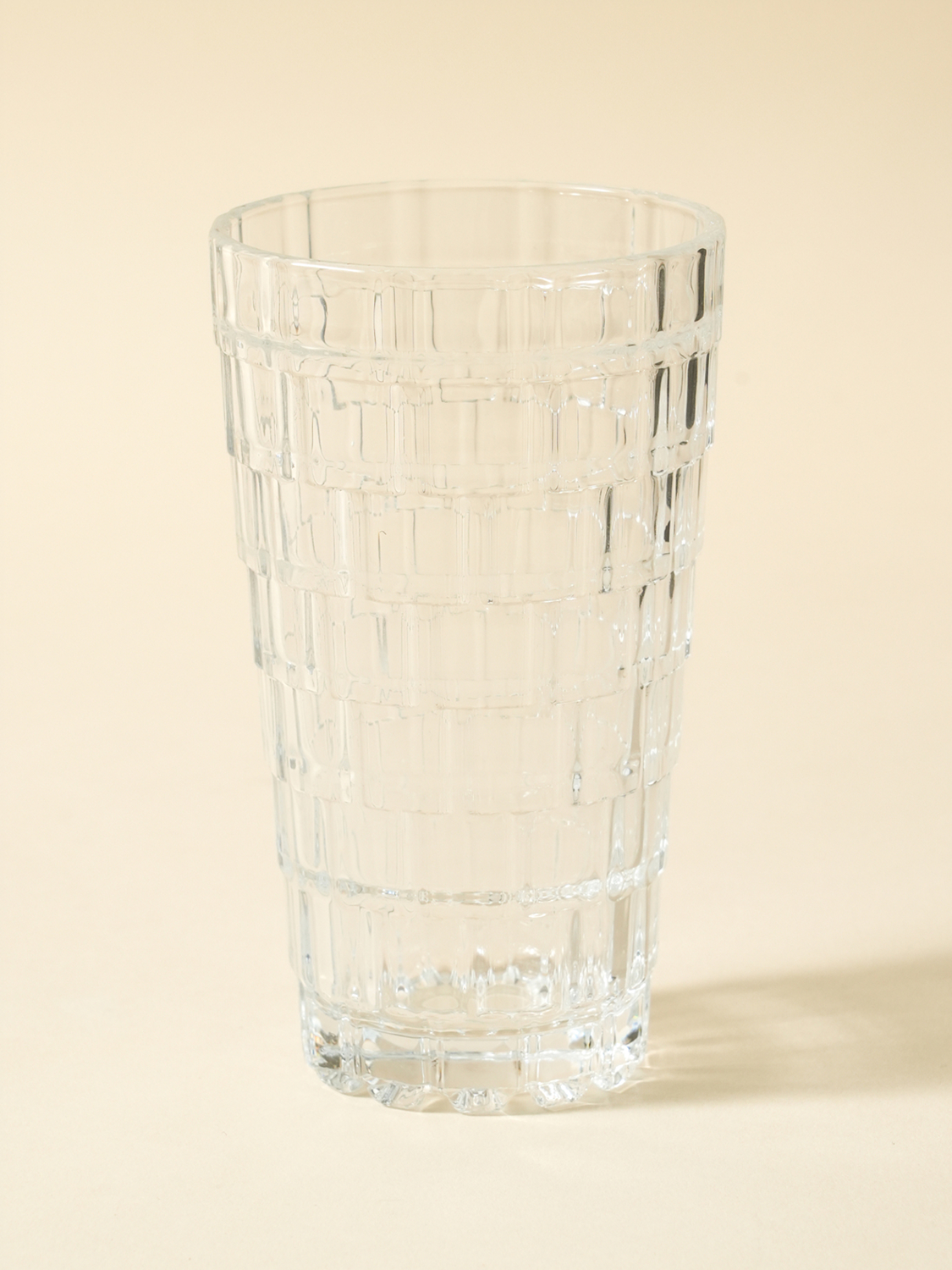 Square embossed glass cup 380 ml
