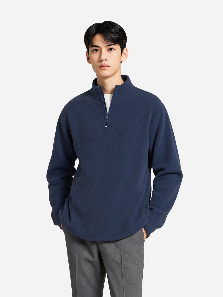 [Common] Half zip-up fleece L navy