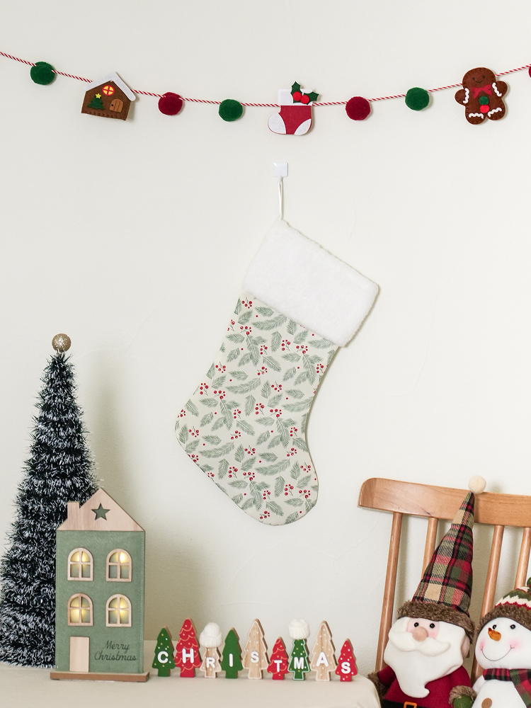 Christmas at home design printed sock pocket fruit
