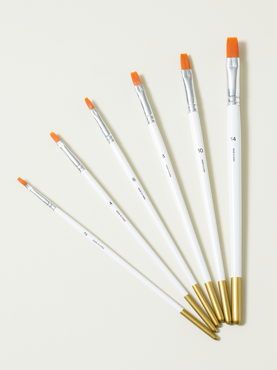 Set of 6 professional flat brushes