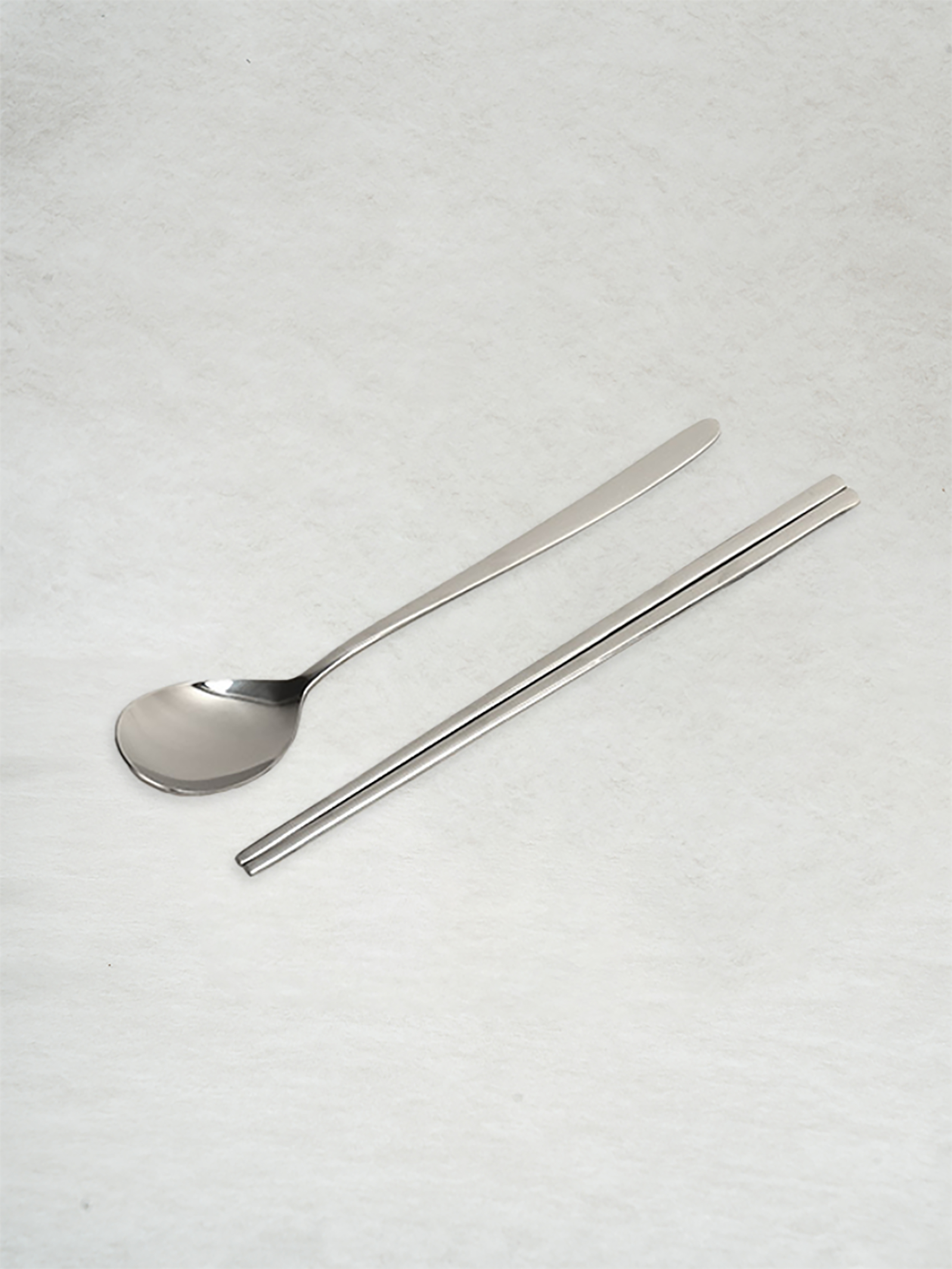 1 set of simple all stainless steel cutlery