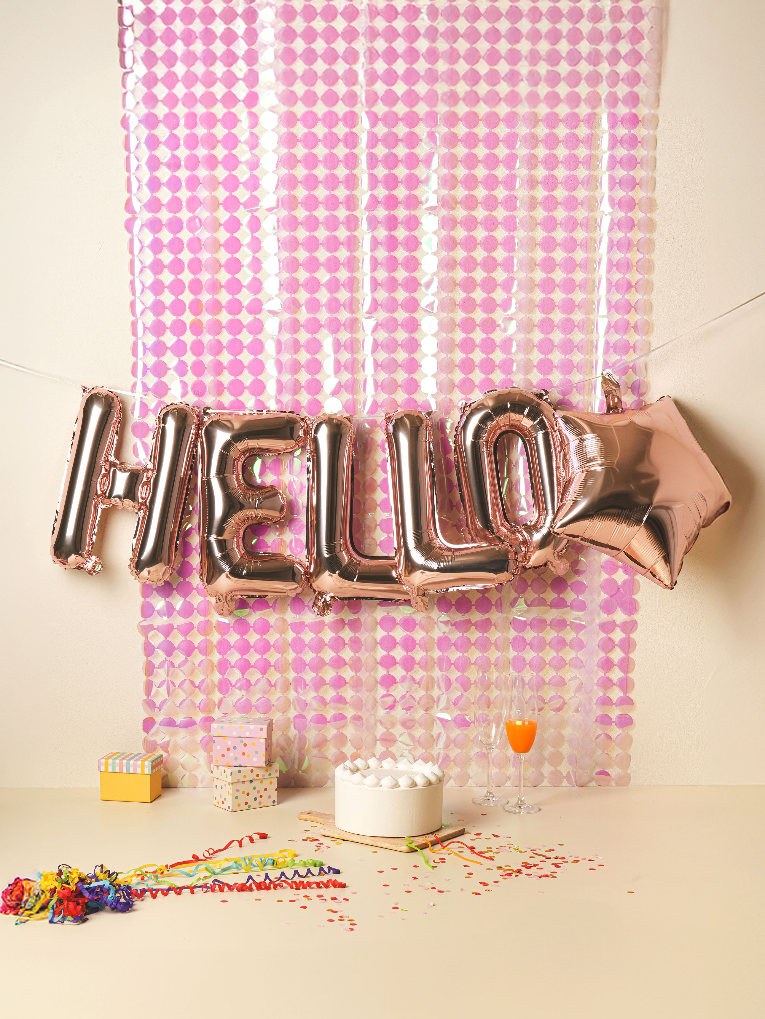 Rose gold silver foil balloon HELLO