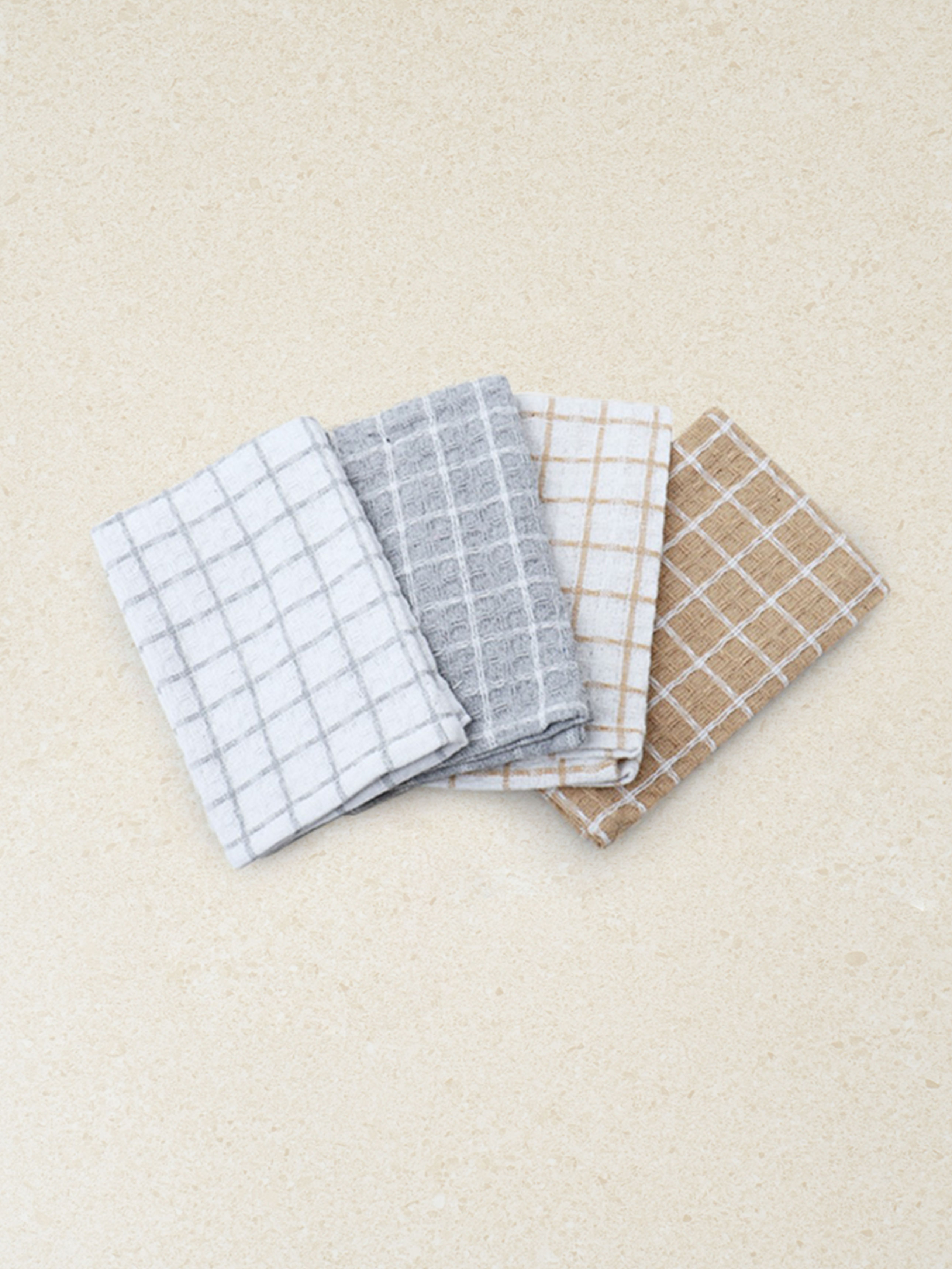 4 pure cotton checked dishcloths