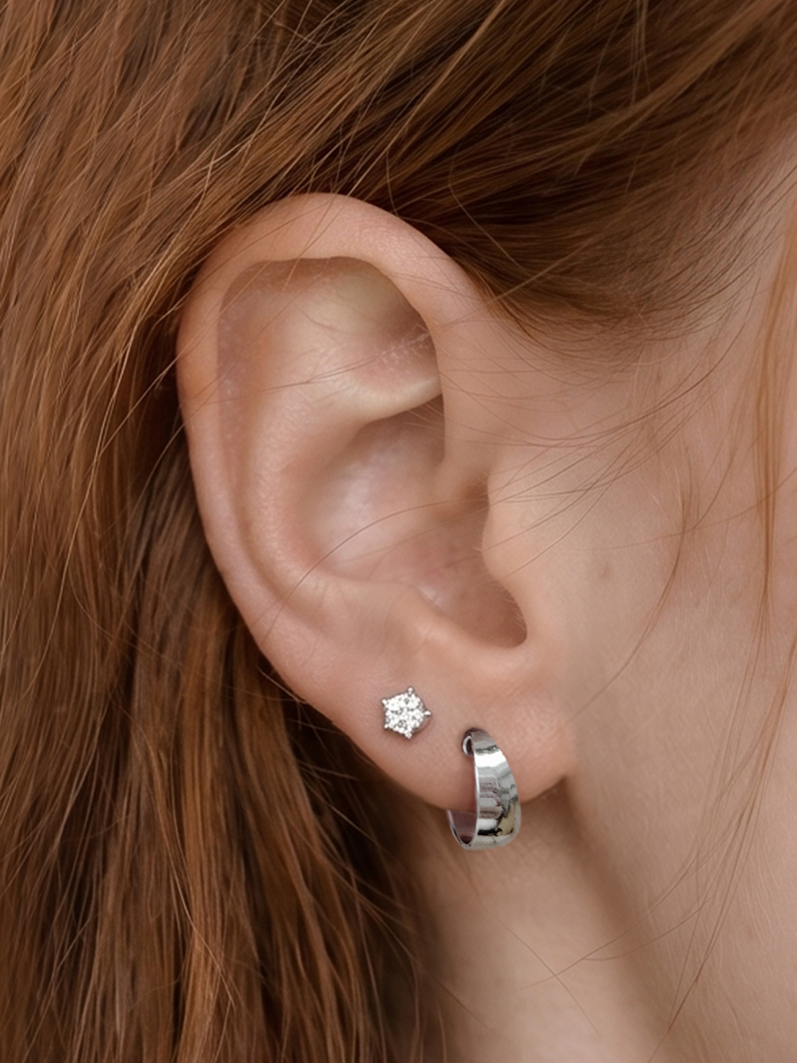 Soui cubic half-ring ring earrings (2 pieces)