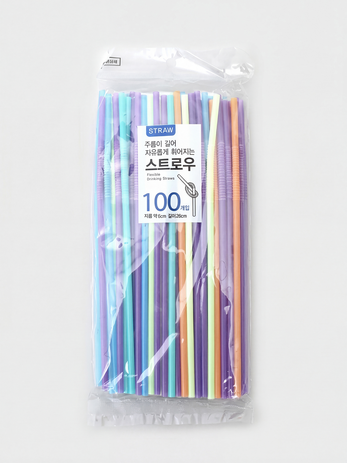 Long pleated straws for party 0.6X26cm 100P