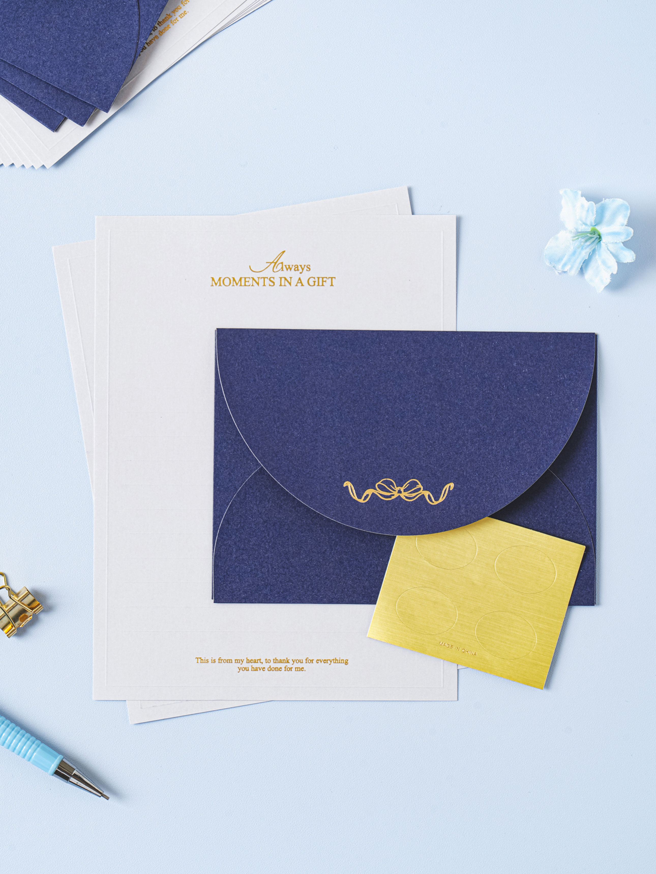 4 sets of luxury gold leaf letters navy