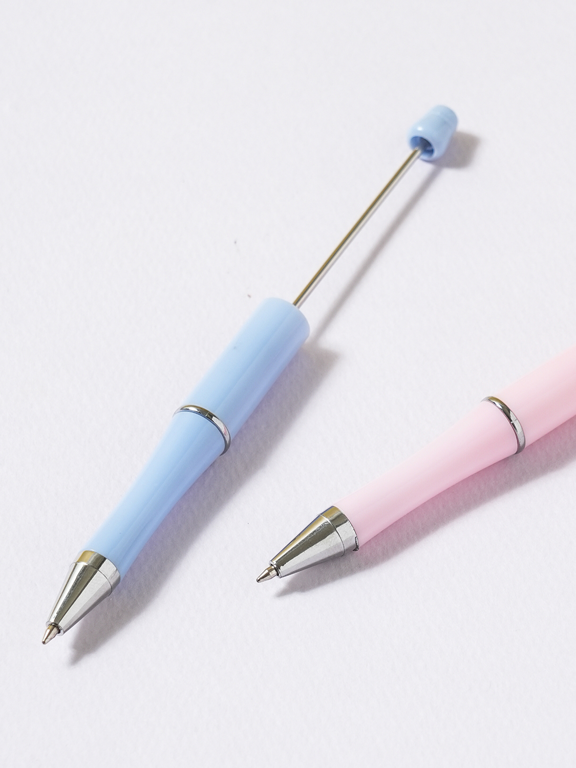볼펜 꾸미기 일체형 펜대 0.7 mm 검정 2개입 핑크＆블루