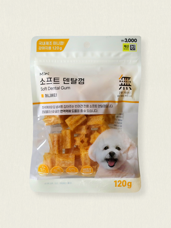 [Pet] Bow Wow No Margin Soft Dental Gum Mini 120 g Honey Butter