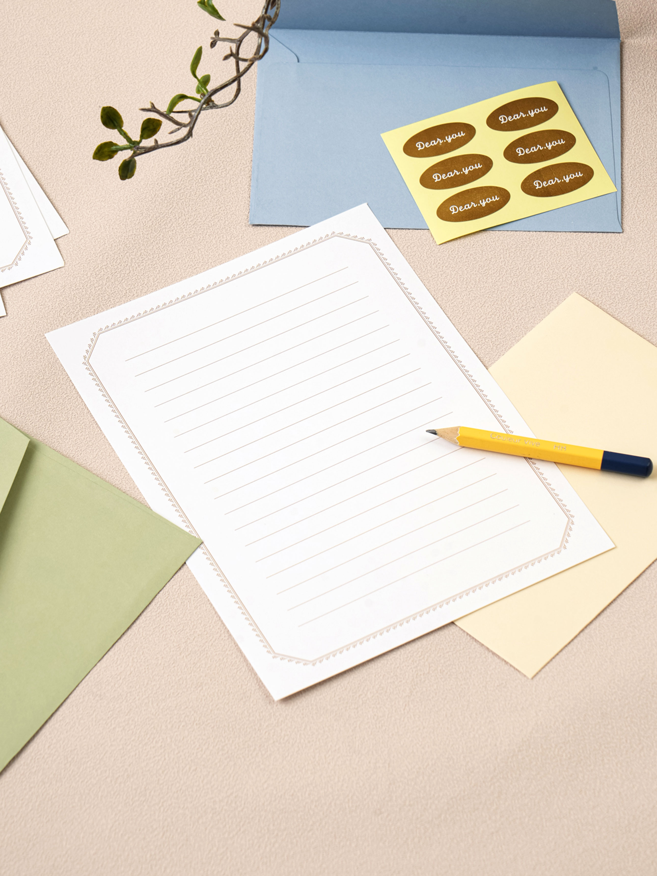 3 color envelope letter set blue