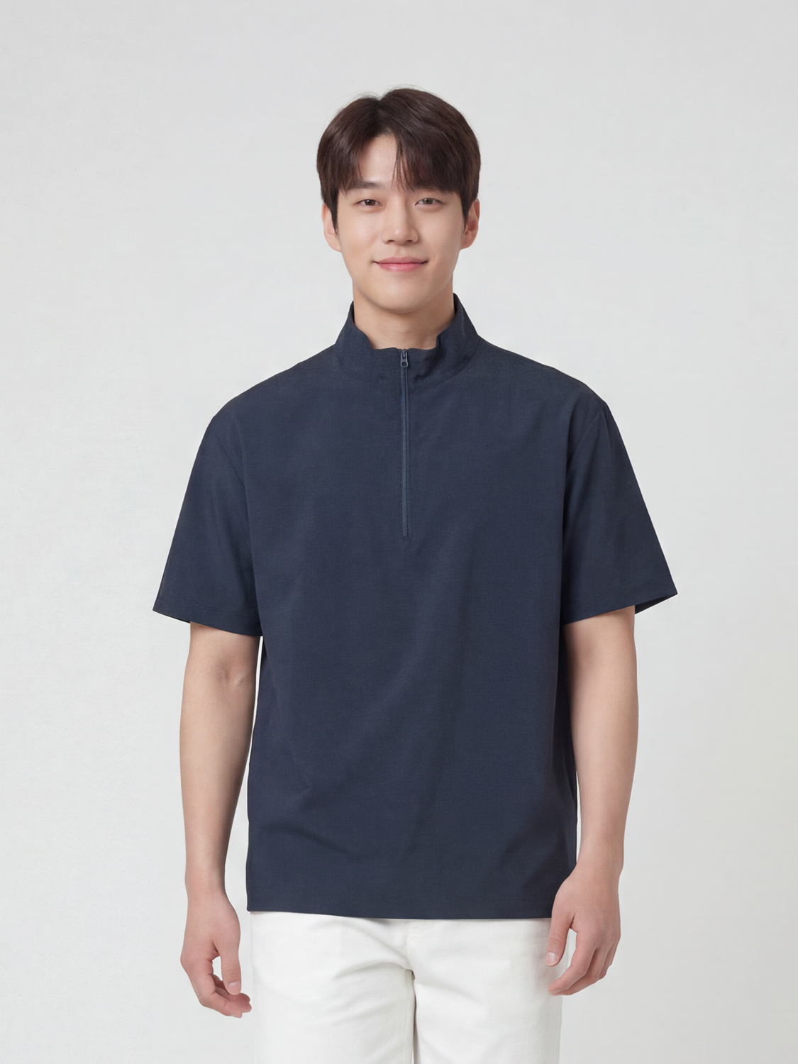 [Men] Light Half Zip Up Tee XL Navy