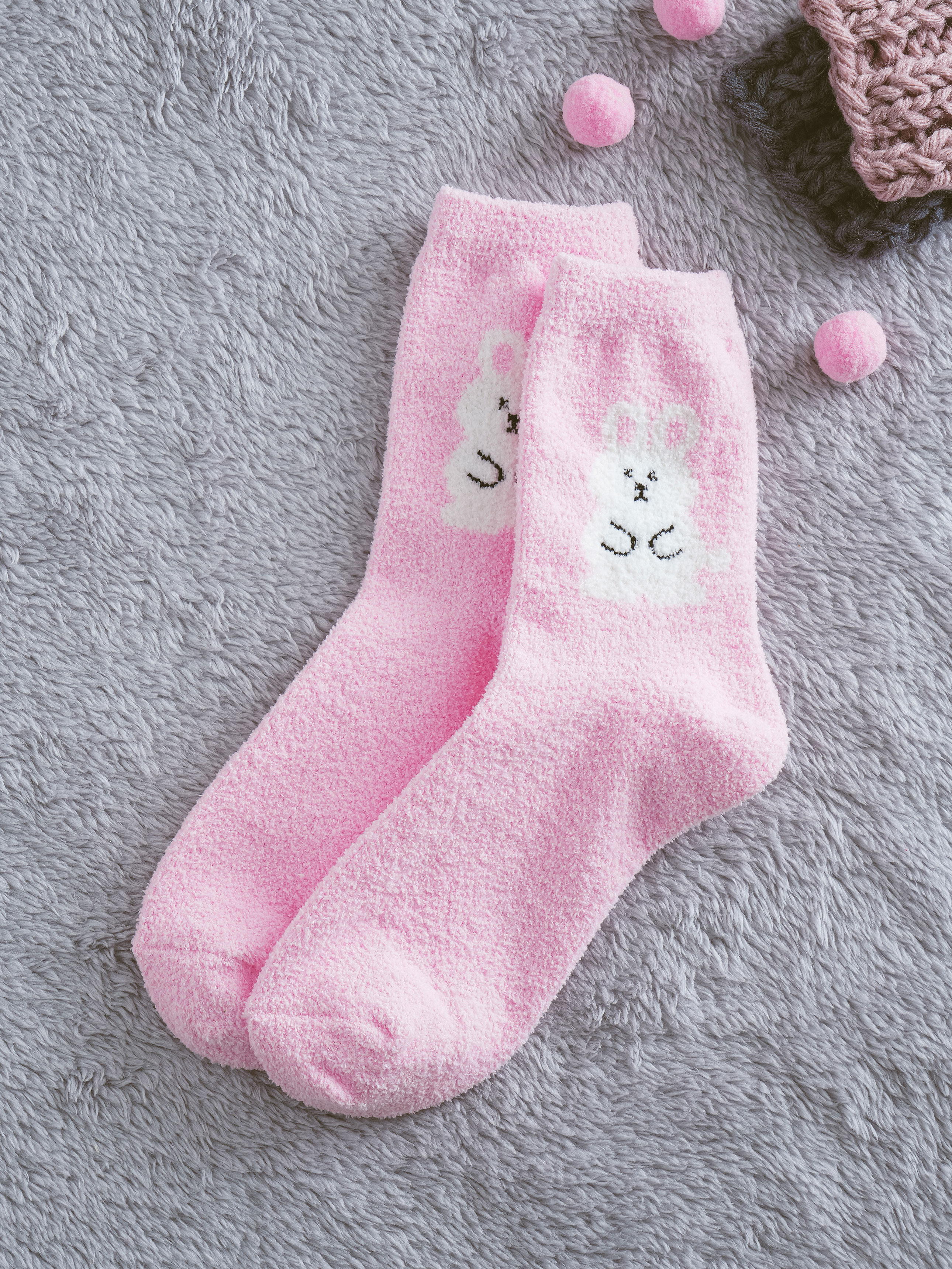 Kikiya Socks Animal Friends Sleep Socks Pink