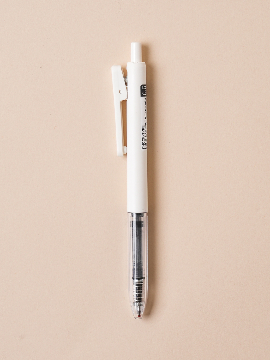 Knock type large capacity rollerball pen black