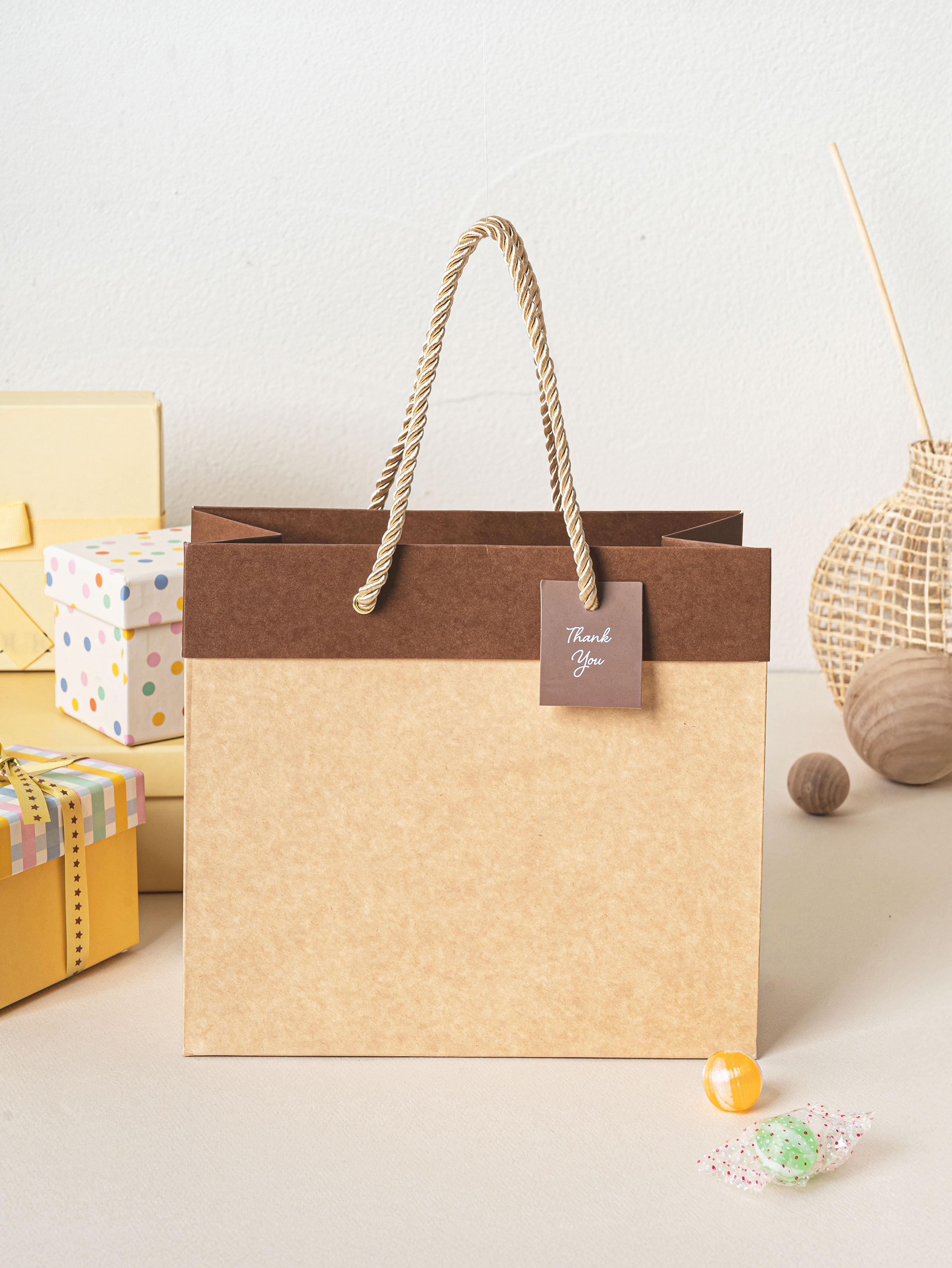 Top Point Kraft Horizontal Gift Bag S Brown