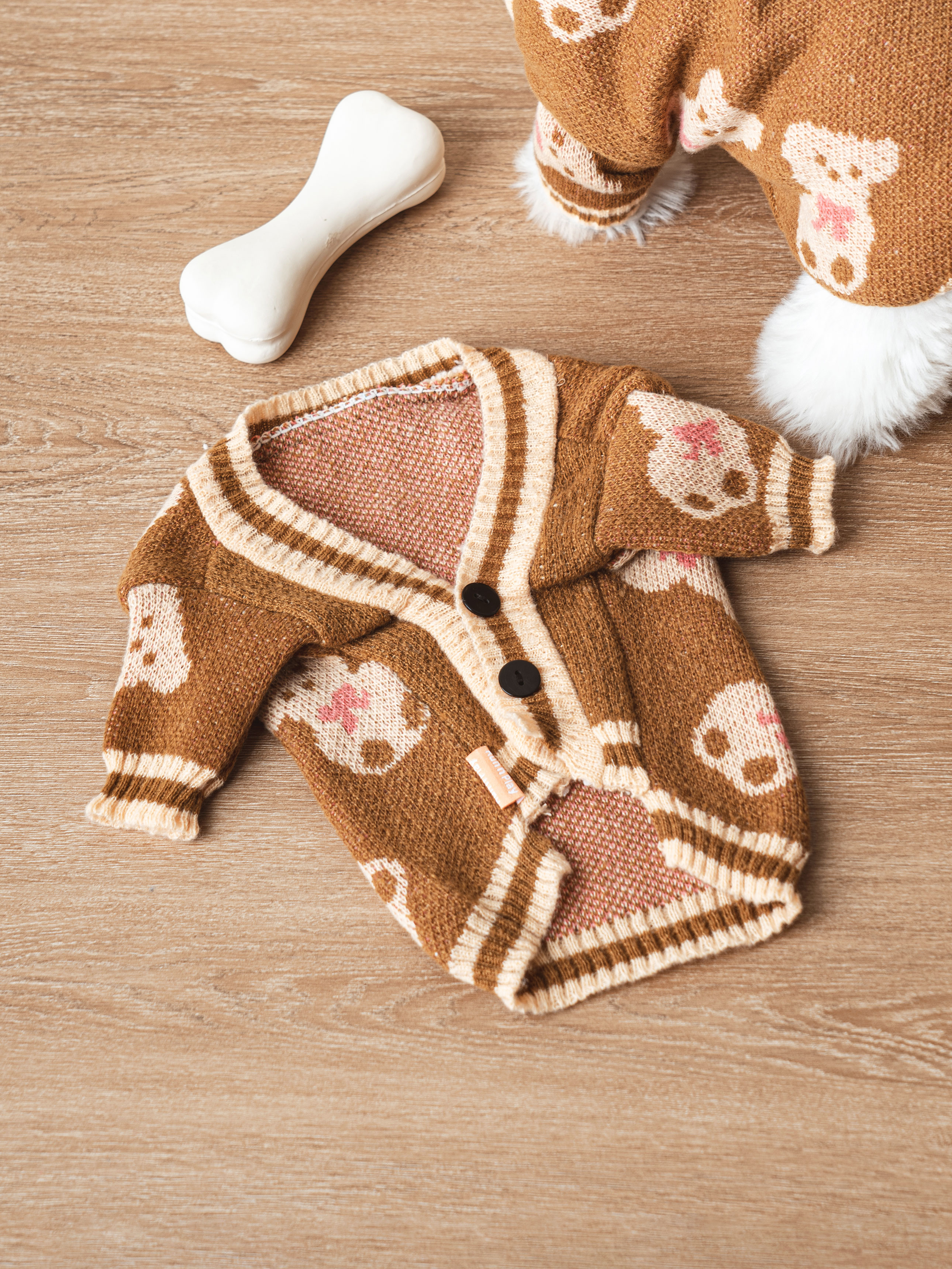[Pet] Bear knit cardigan M