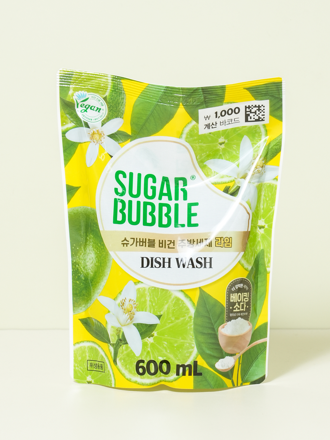 Sugar Bubble Vegan Refill Type Kitchen Detergent 600 ml Lime Flavor