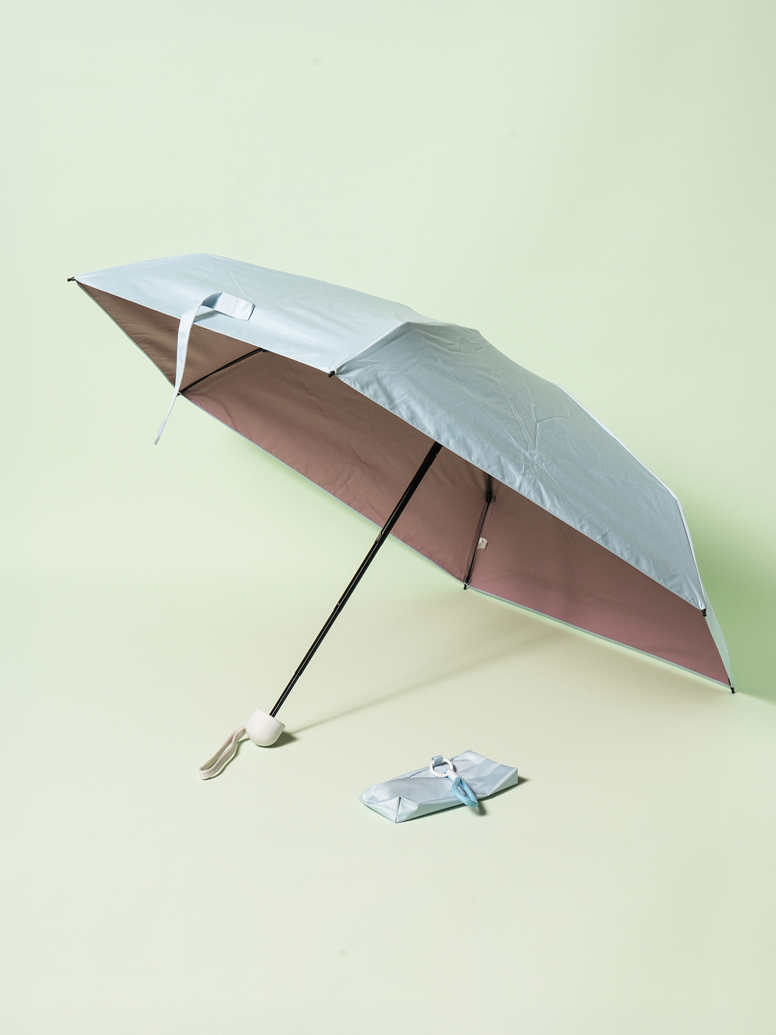 [UV blocking up to 99%] Color blackout 5-stage umbrella with strap 6K 50 cm blue