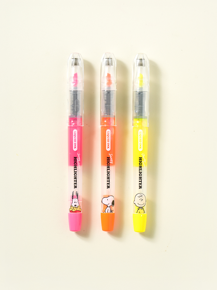 Peanuts raw ink highlighter 3pcs yellow & orange & pink