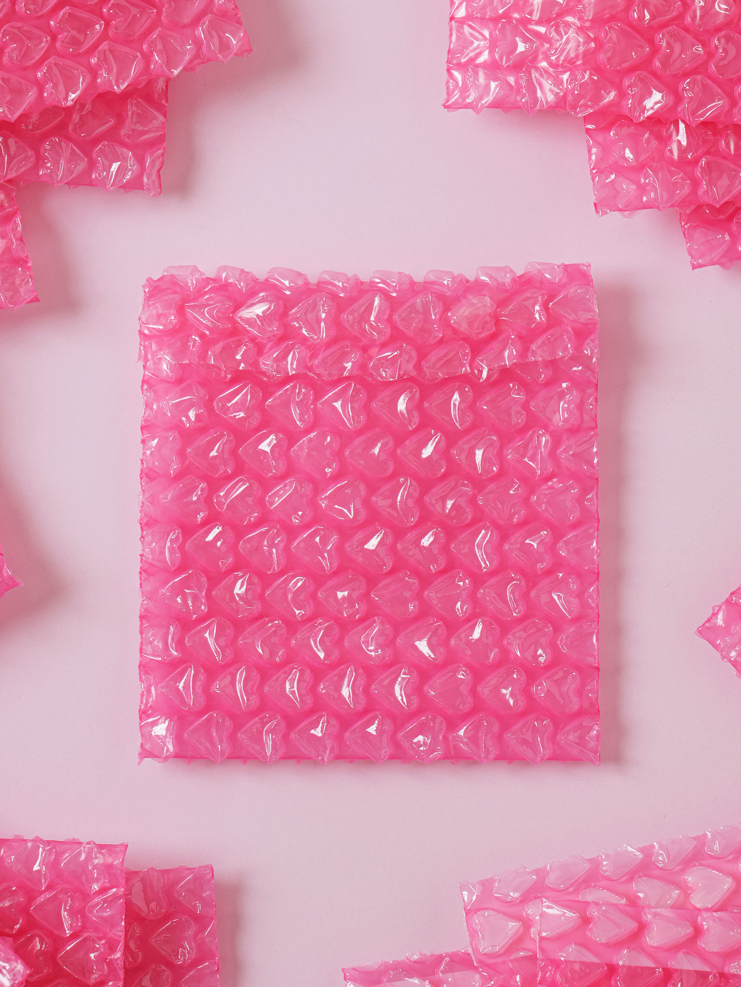 Heart Air Cap Envelopes 10 x 10 cm, 16 sheets, dark pink