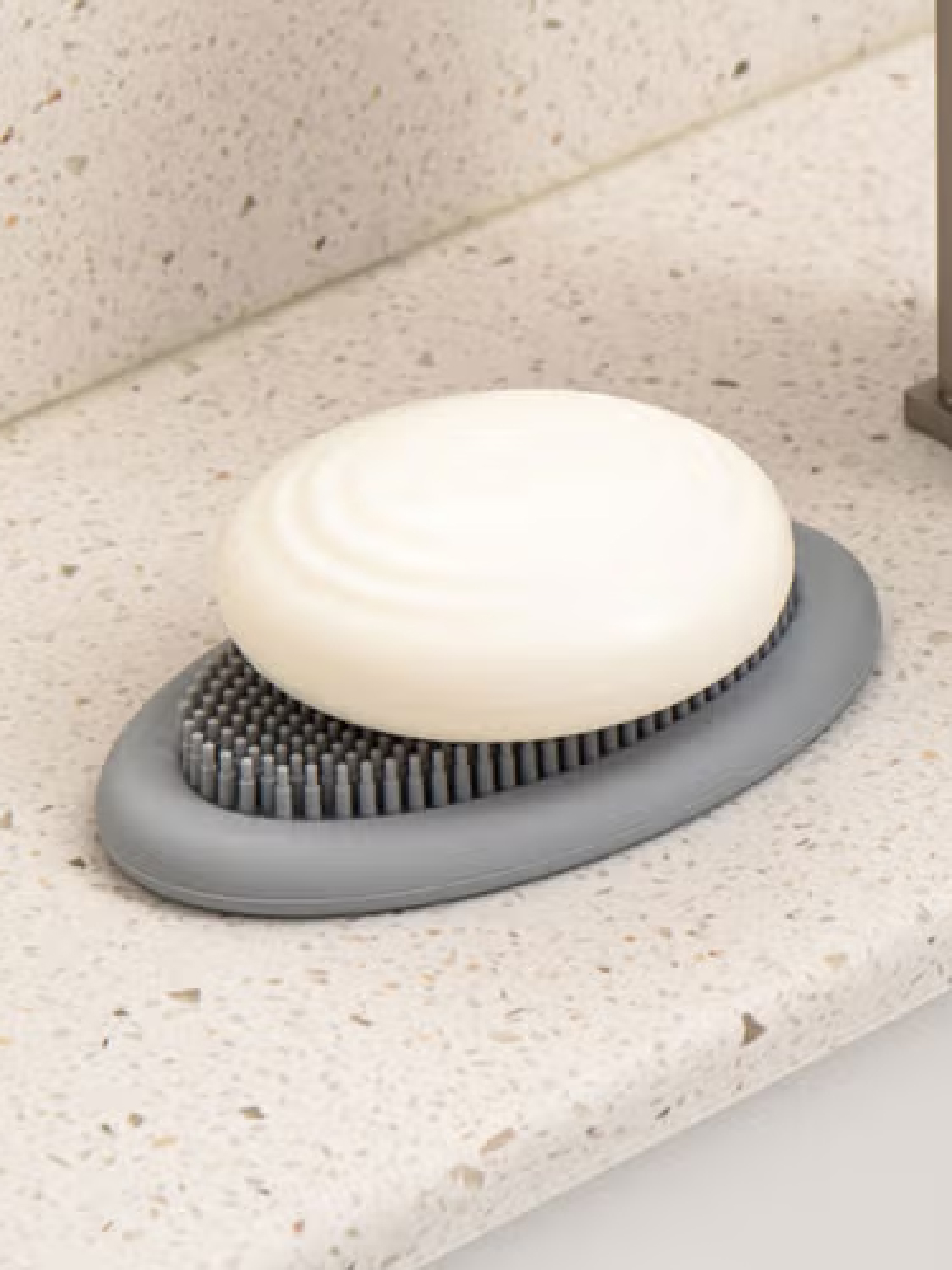 Silicone Brush Soap Dish Gray