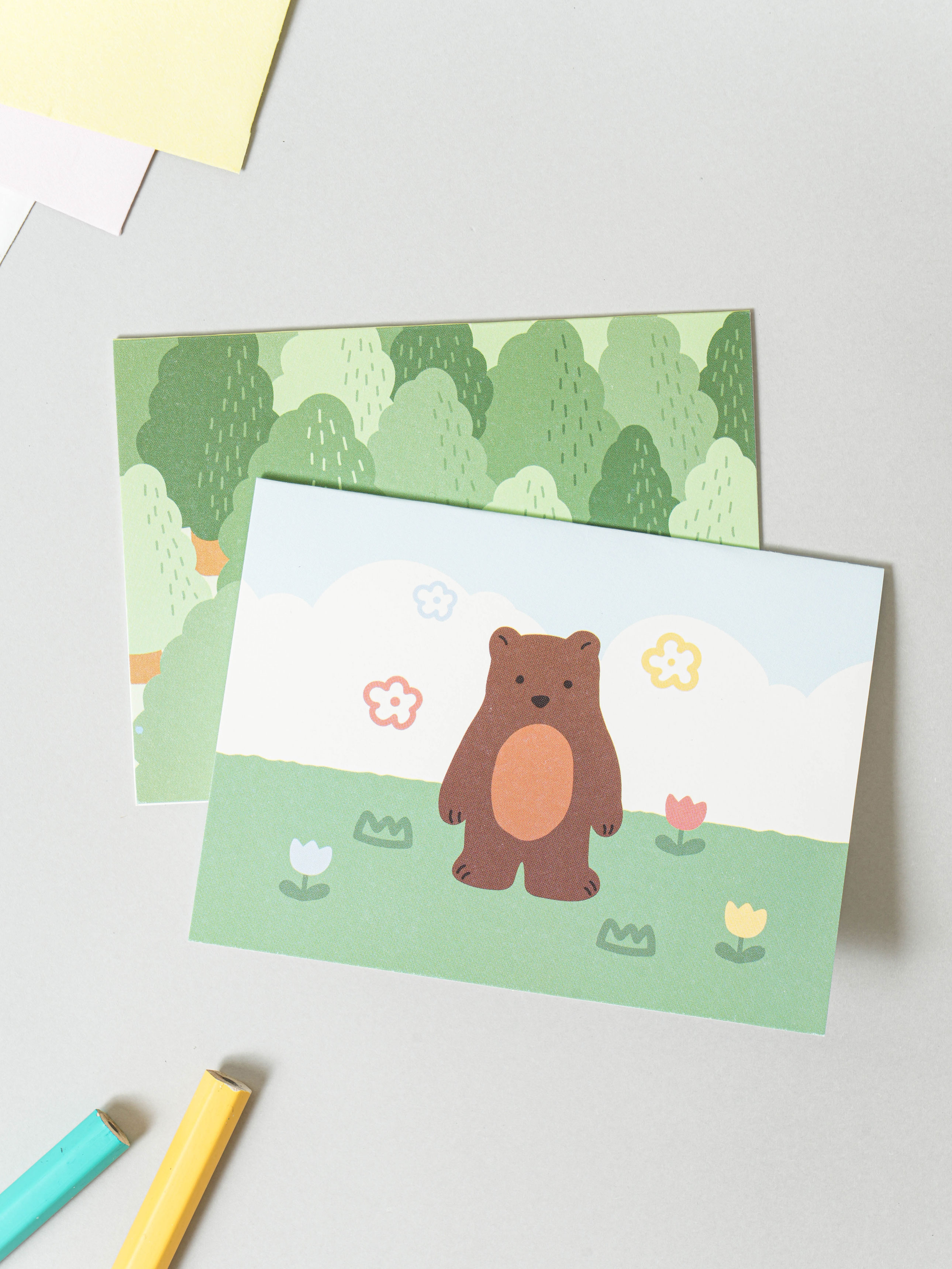 Animal mini card set (2 pieces included) Bear