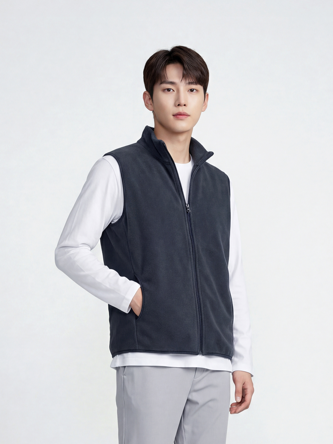 [Common]Vest Fleece L Dark Gray