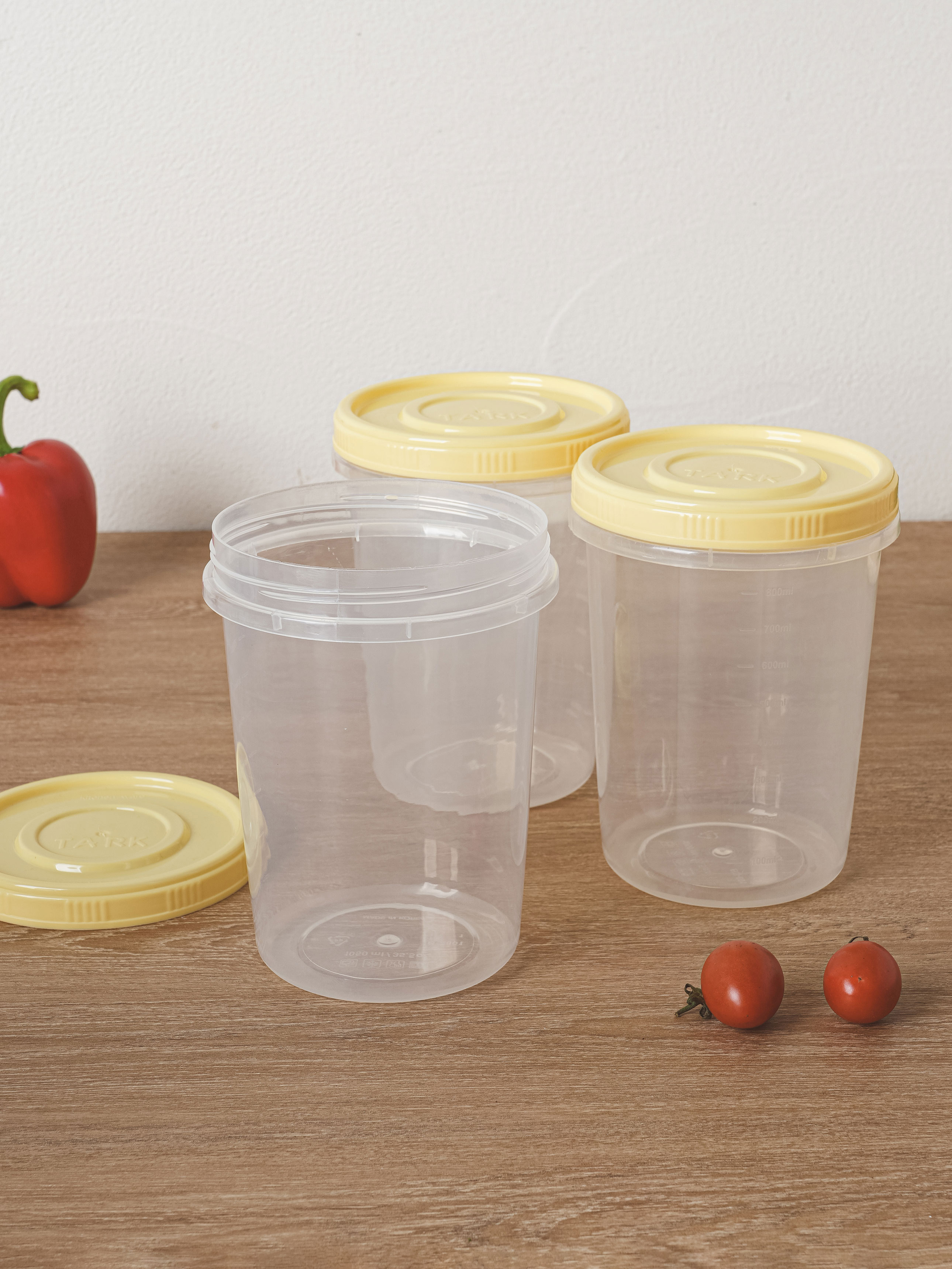 TARK Round Convenient Container 1L 3 Pieces Yellow