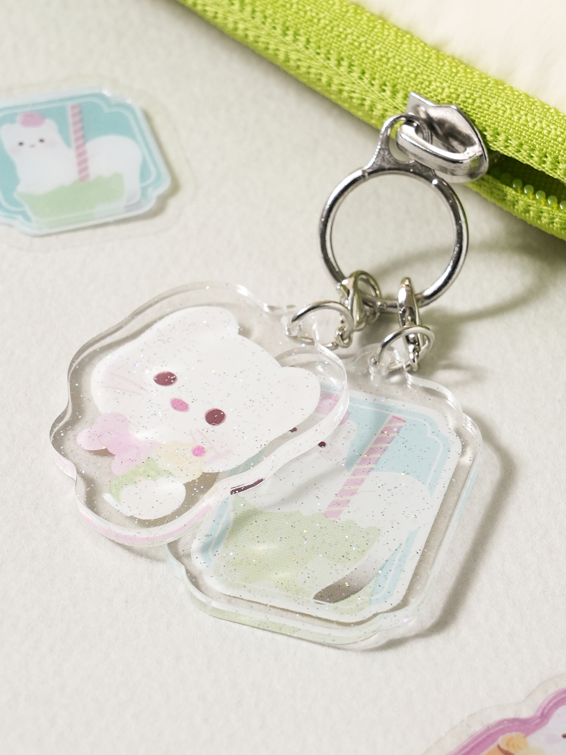 Cream soda glitter acrylic umbrella charm (2 packs)