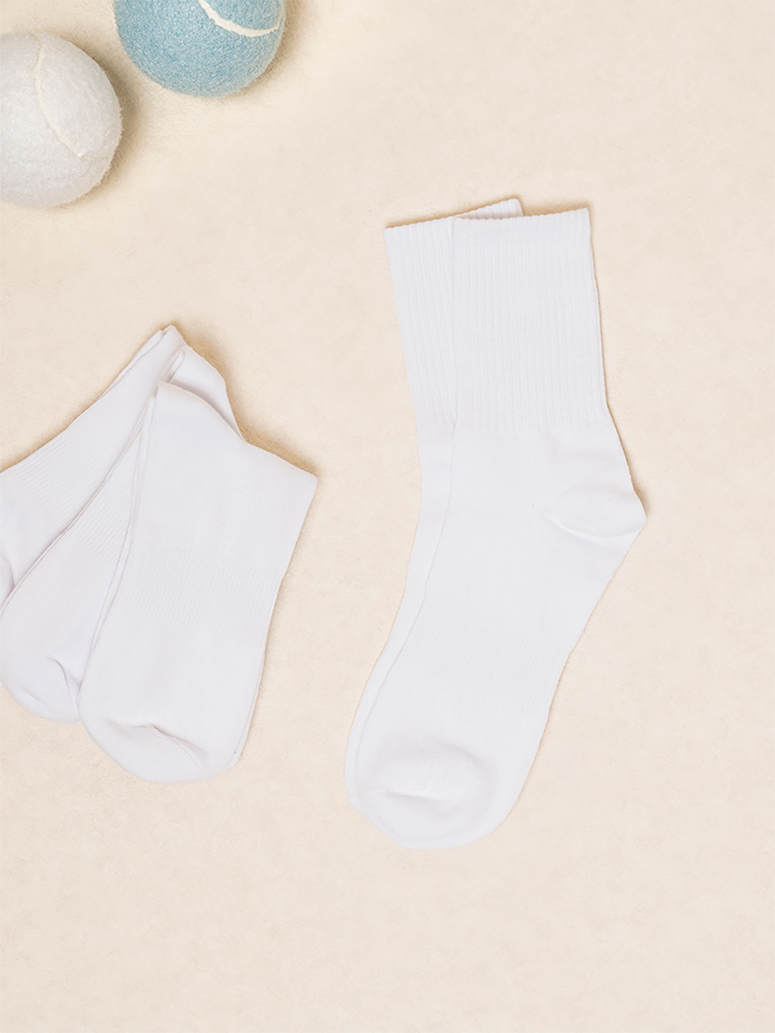 4 pairs of men's ribbed mid-neck socks white
