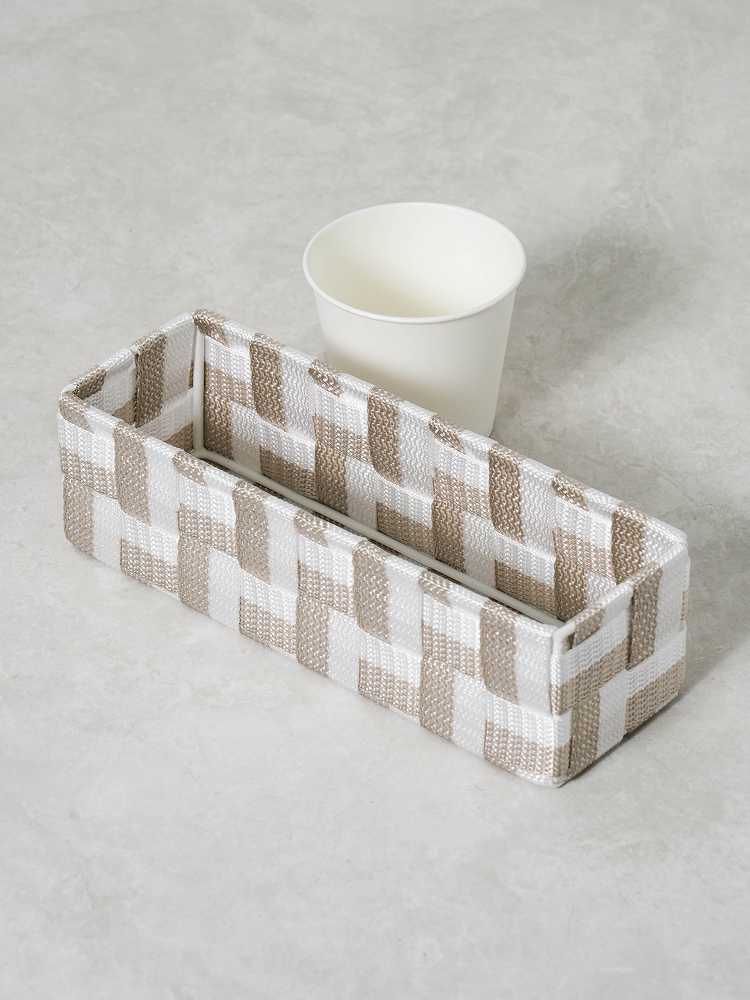 Two-tone woven braided rectangular basket 20