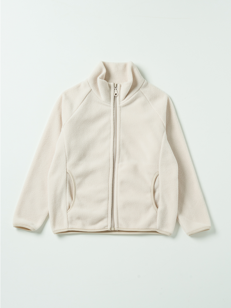 [Children] Long sleeve fleece zip-up jacket 130 ivory